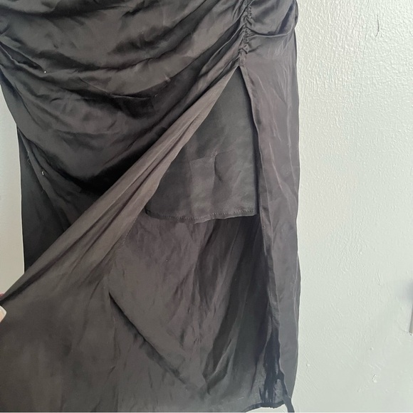 Anthropologie Atoir Sequoia Ruched Black Thigh Slit Criss Cross Dress Size 4 - Picture 10 of 16